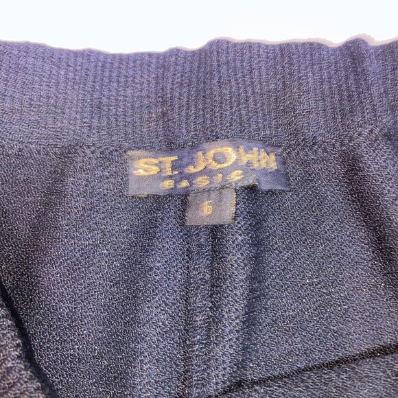 Vtg St. John Evening By Marie Gray Navy Blue Faux Diamond Knit Jacket Sz 6 - Picture 8 of 9